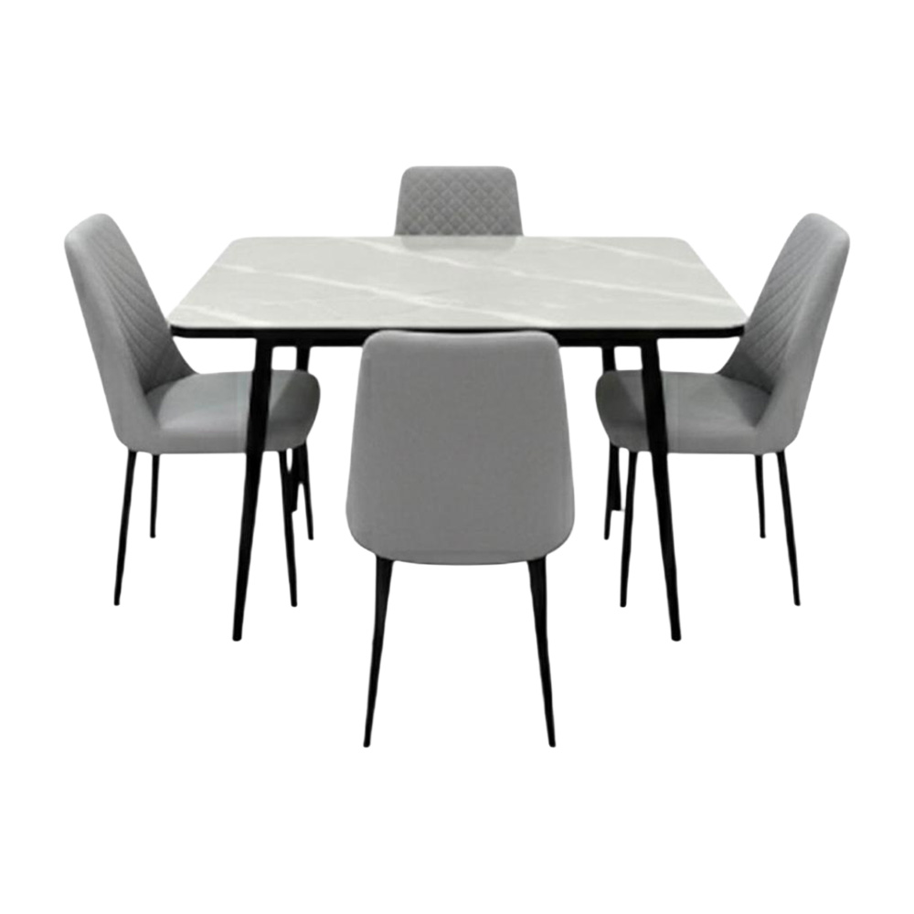 طاولة طعام رخامية بأرجل معدنية