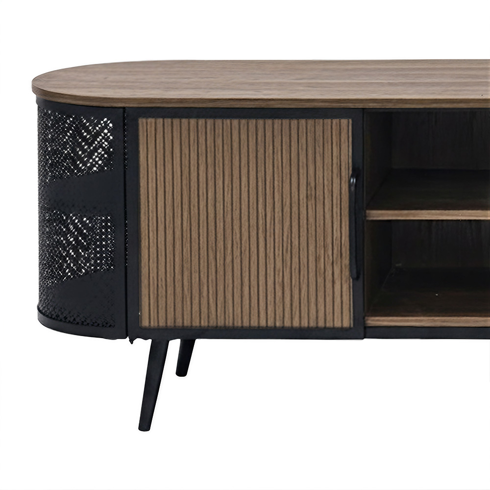 وحدة تلفاز مودرن خشبية بهيكل معدني