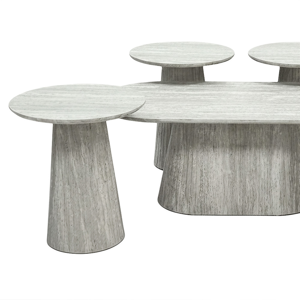 طقم طاولات خدمة مودرن 5 قطع خشبي رمادي