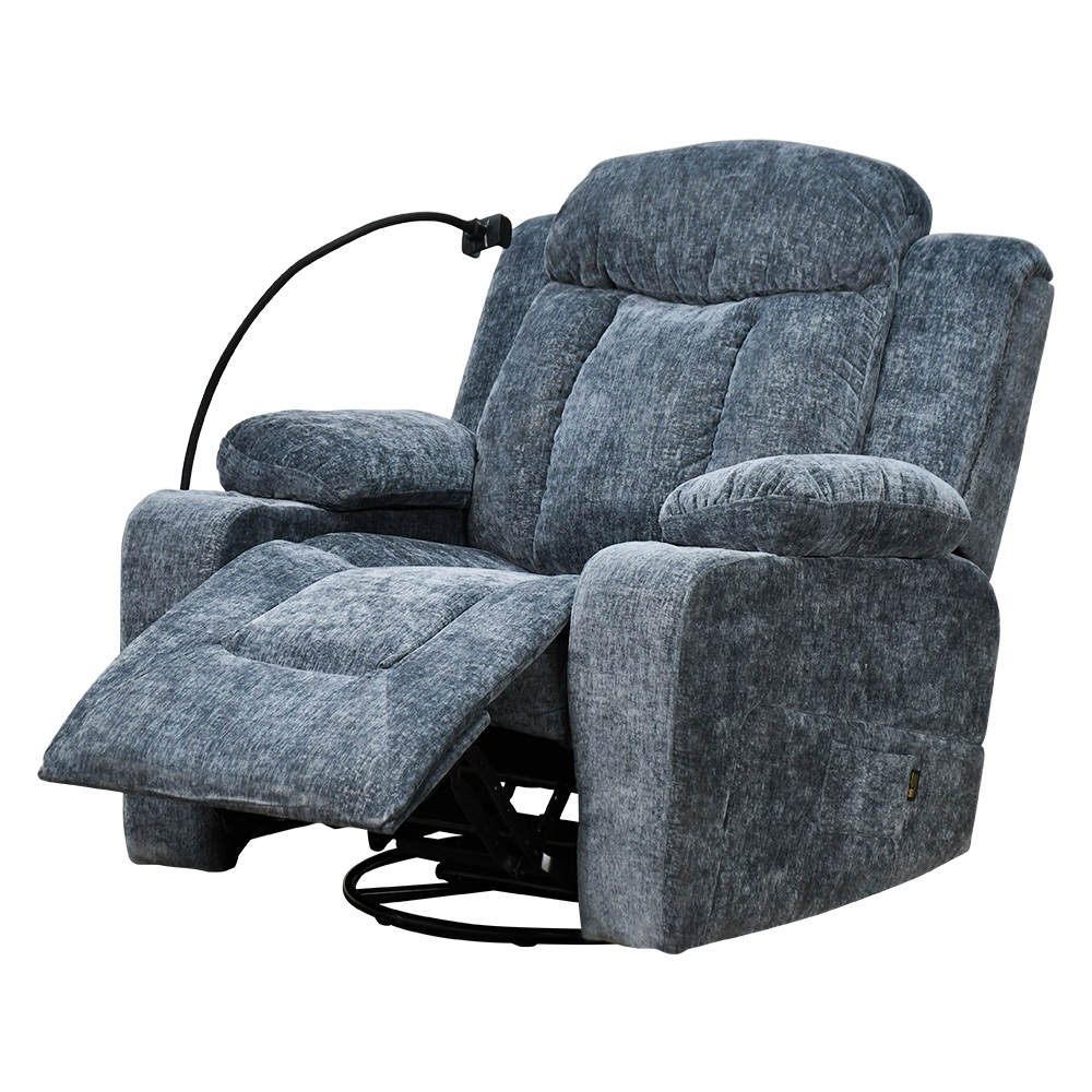 كرسي استرخاء فخم هزاز دوار بحامل جوال كحلي - متجر راحتي