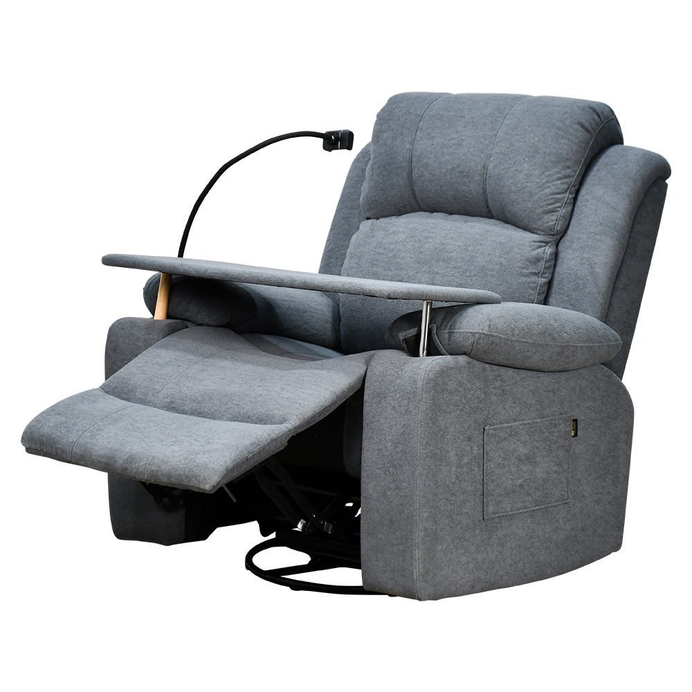 كرسي استرخاء مودرن هزاز دوار بحامل جوال مع طاولة مدمجة - قابل للتمدد