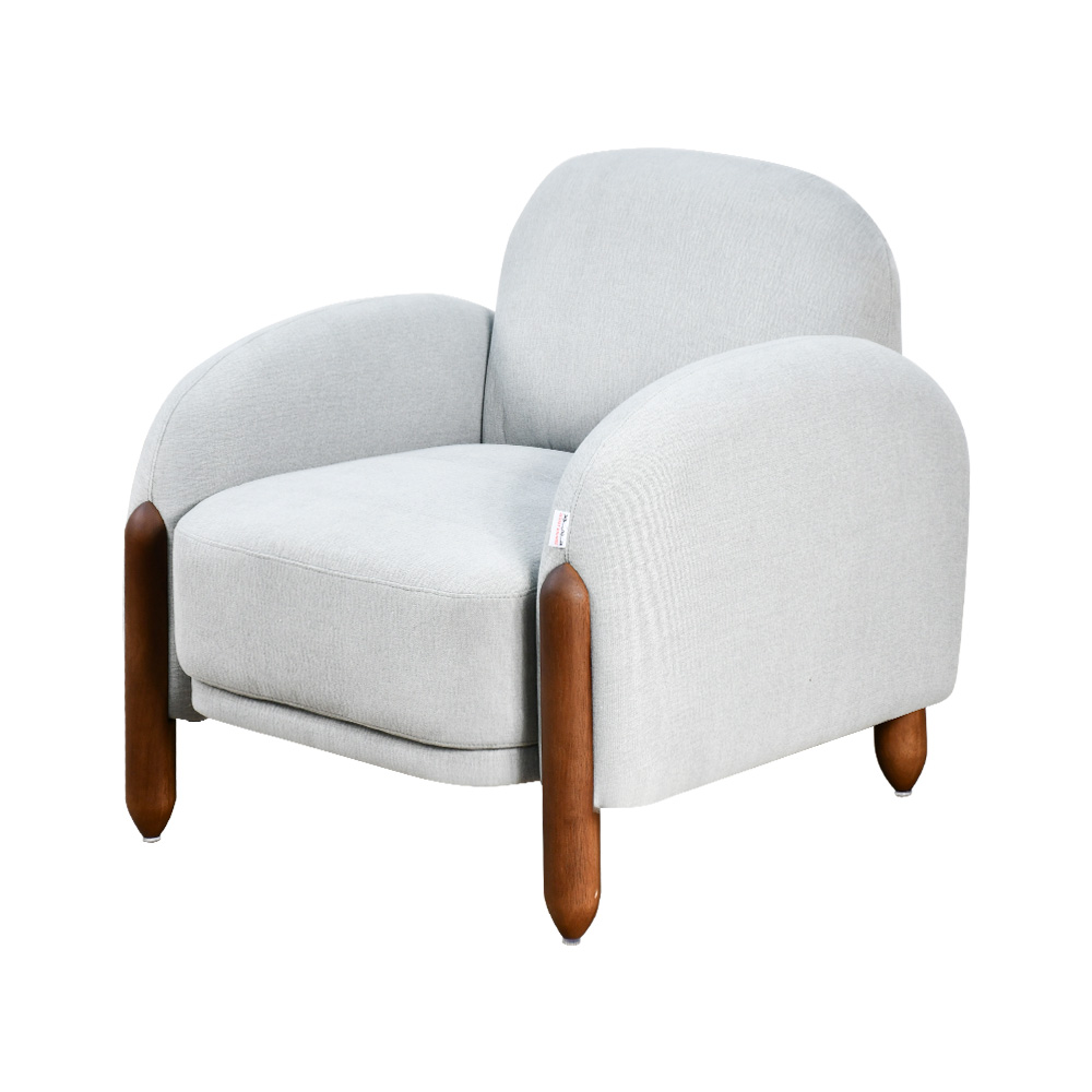 كرسي مودرن لون رمادي فخم بأرجل خشبية لغرف المعيشة