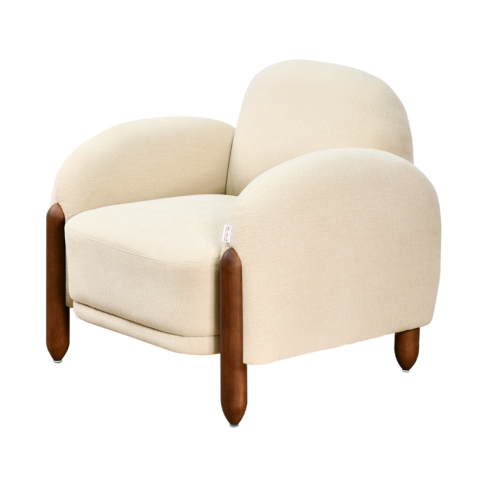 كرسي مفرد مودرن لون بيج بأرجل خشبية لغرف المعيشة