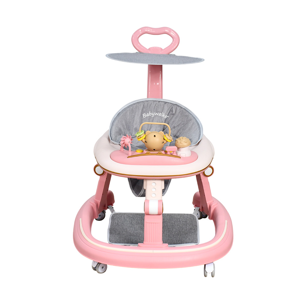 عربة أطفال عصرية بتصميم آمن وردي