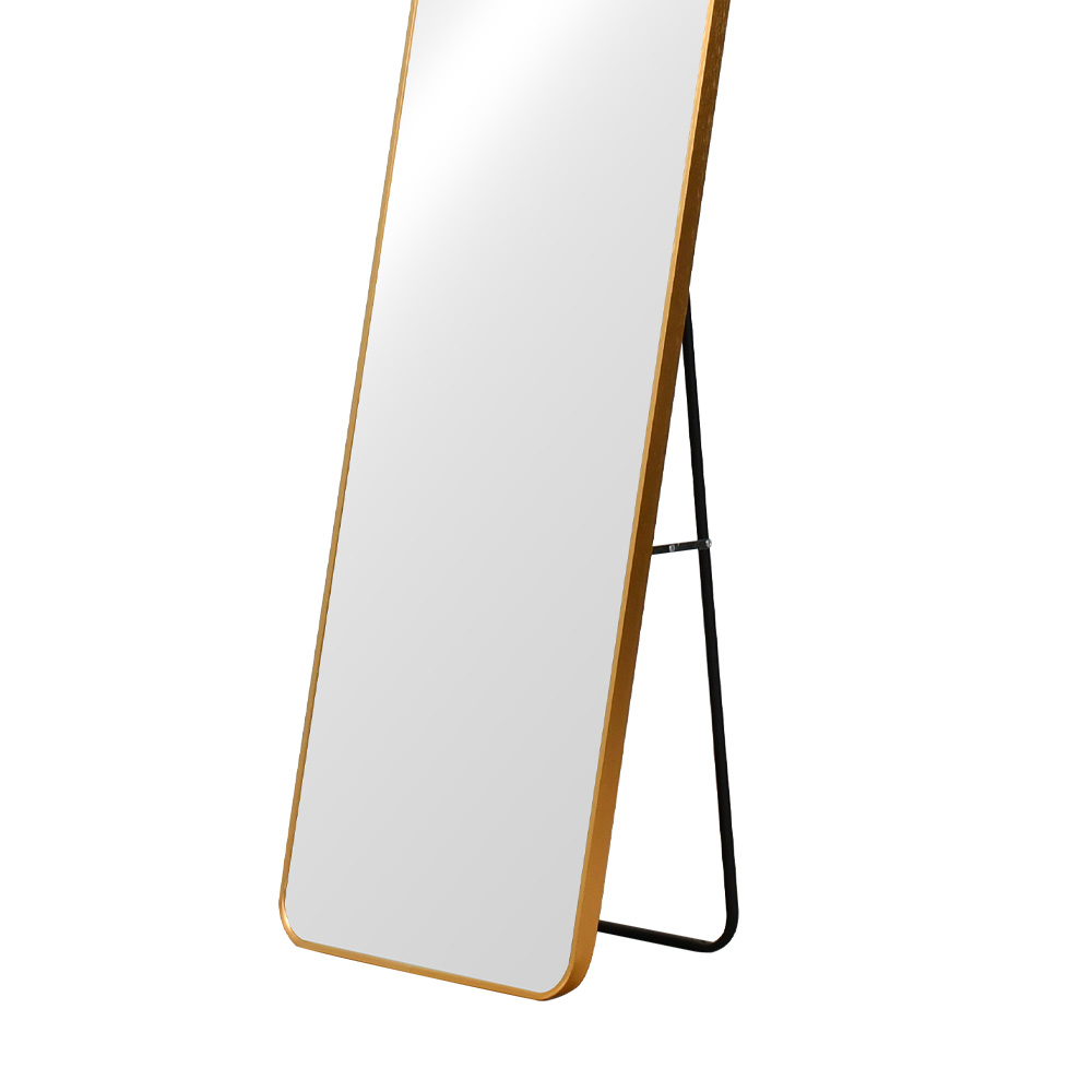 مرآة استاند عصرية بإطار معدني ذهبي