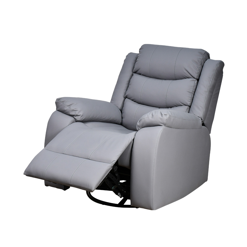 كرسي استرخاء هزاز دوار بتصميم عصري جلد رمادي