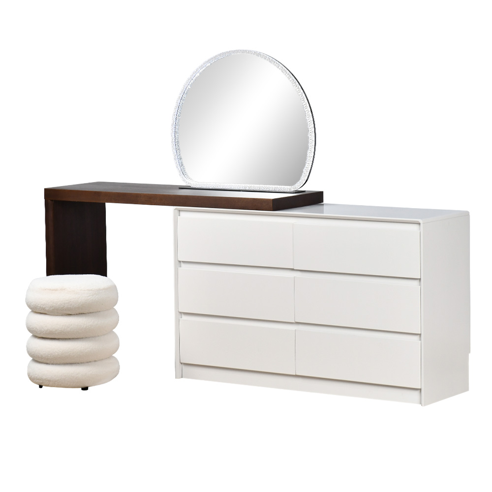 طاولة زينة مودرن 6 أدراج مع مرآة مضيئة