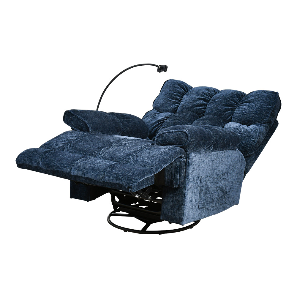 كرسي استرخاء فخم هزاز دوار بحامل جوال أزرق