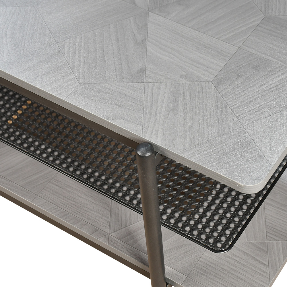 وحدة تلفاز خشب مع رف راتان