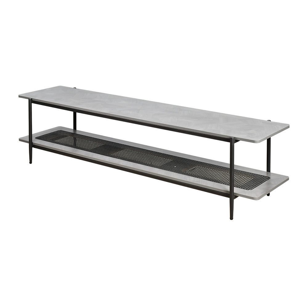 وحدة تلفاز خشب مع رف راتان