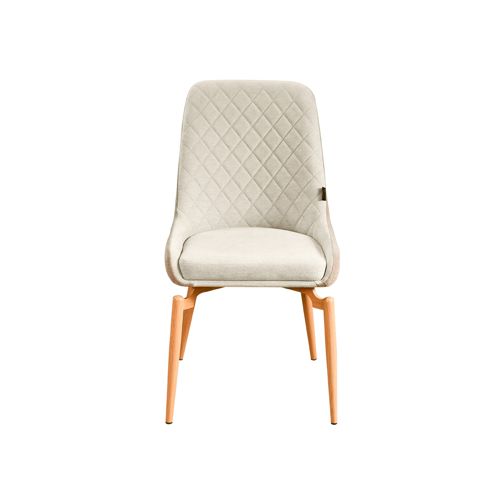 طاولة طعام خشب بأرجل معدنية 6 كراسي بيج