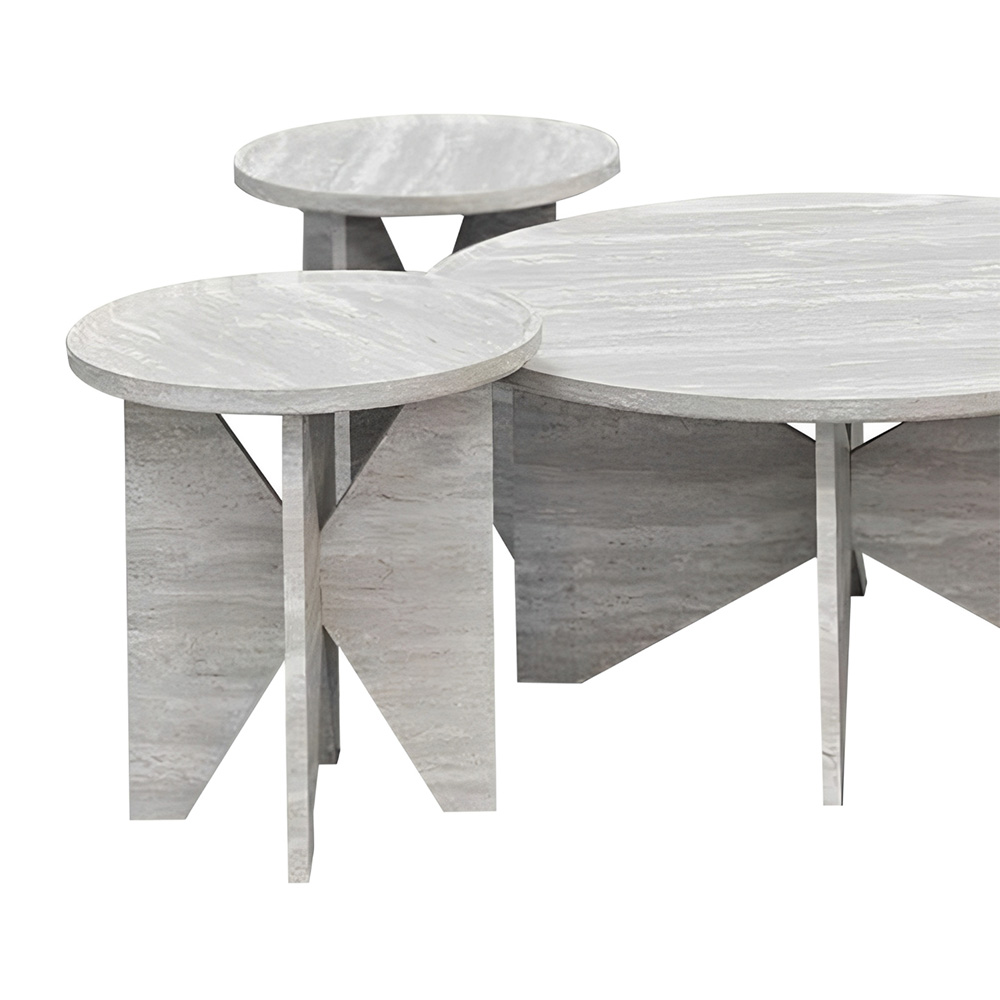 طقم طاولات خشب رمادي