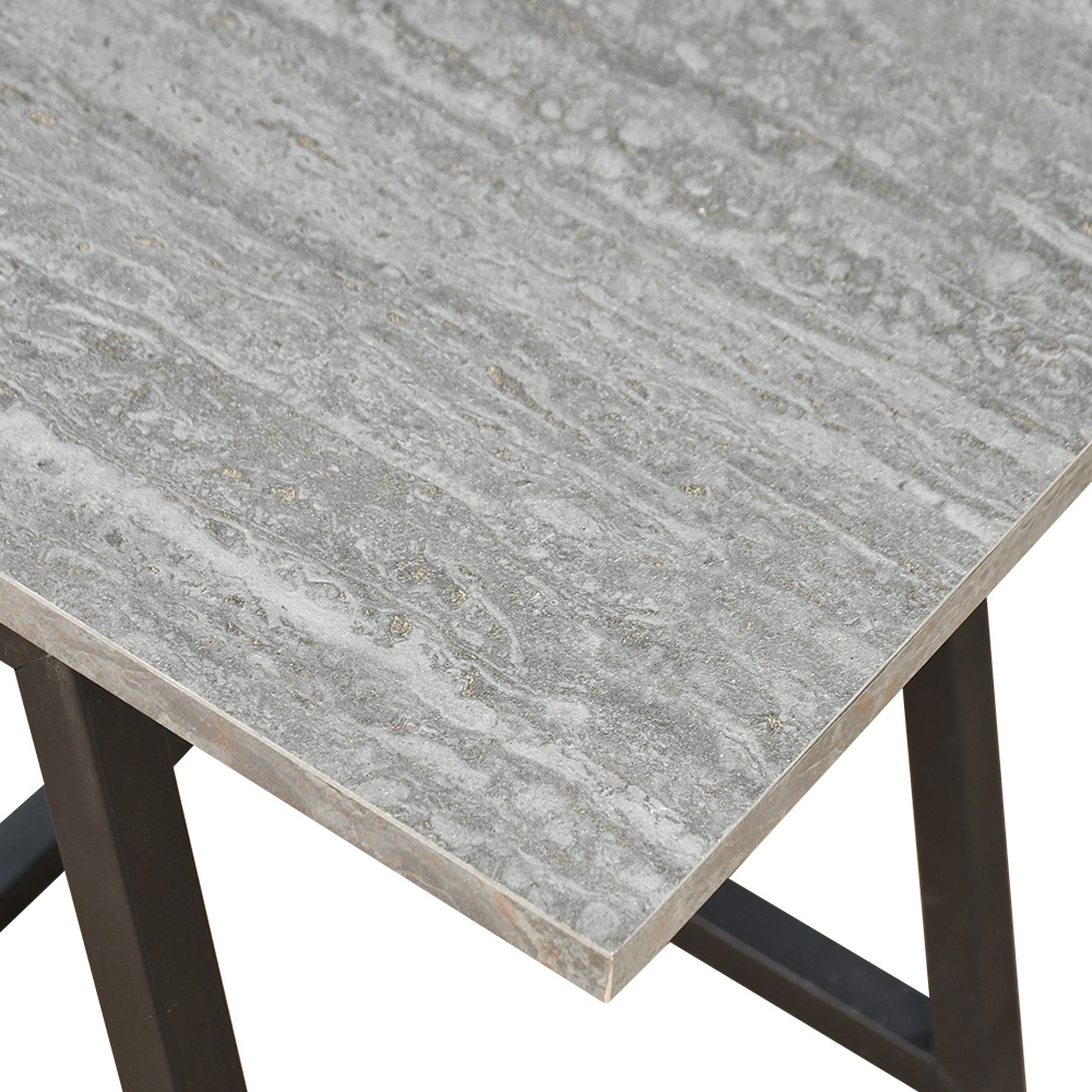 طقم طاولات خدمة خشب 3 قطع بأرجل معدنية رمادي