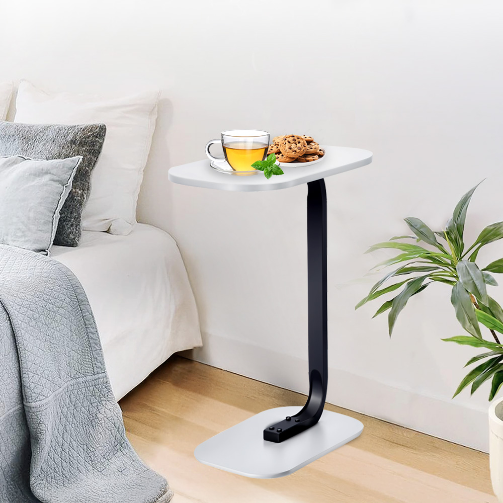 طاولة خدمة مفردة خشب بهيكل معدني أبيض