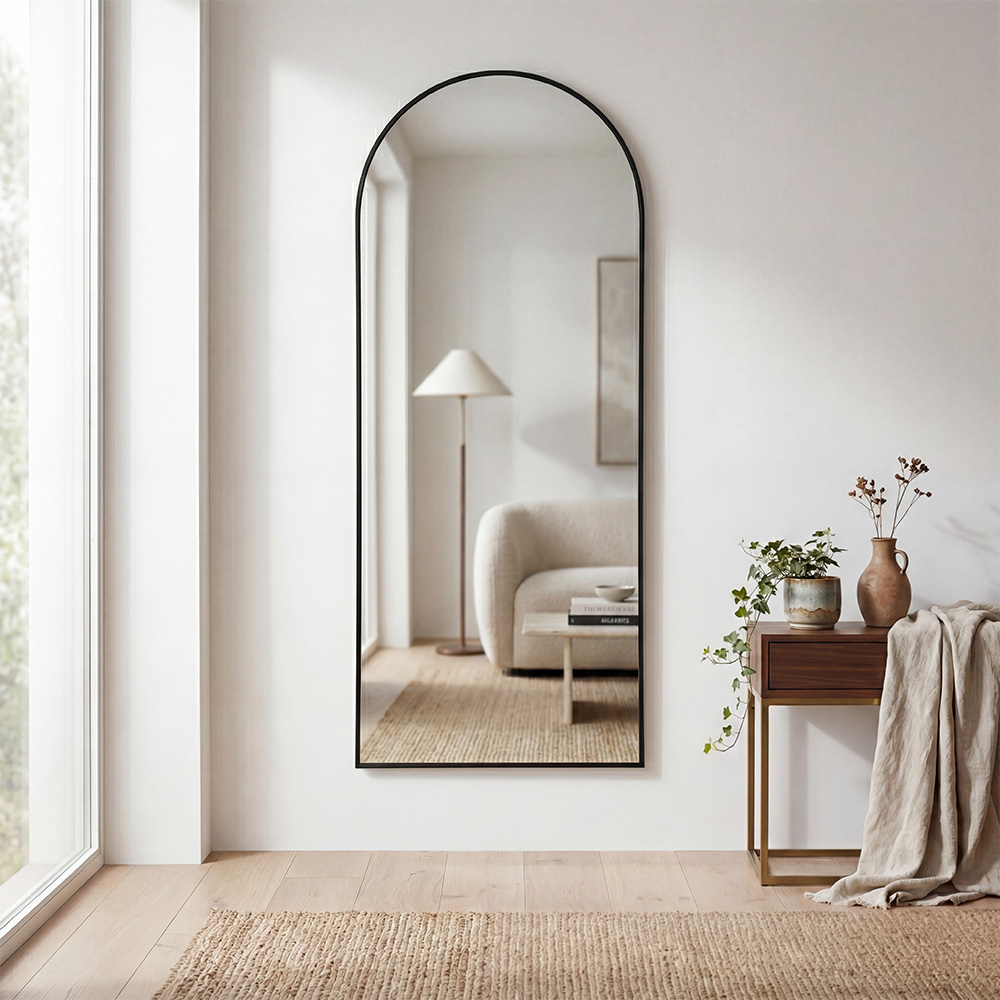 مرآة ديكور حائط بإطار أسود 70×180 سم