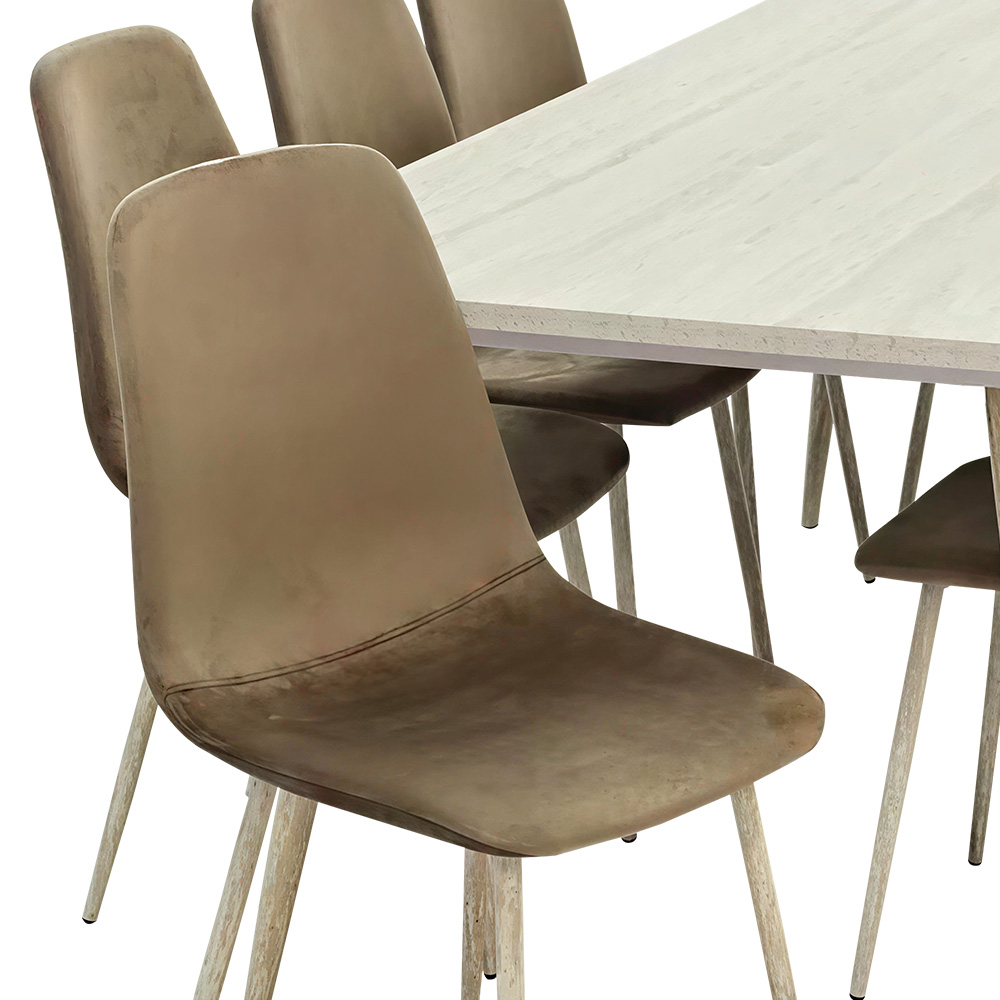 طاولة طعام خشب 8 كراسي مخمل عصري