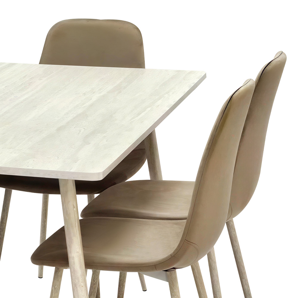 طاولة طعام خشب 6 كراسي مخمل عصري