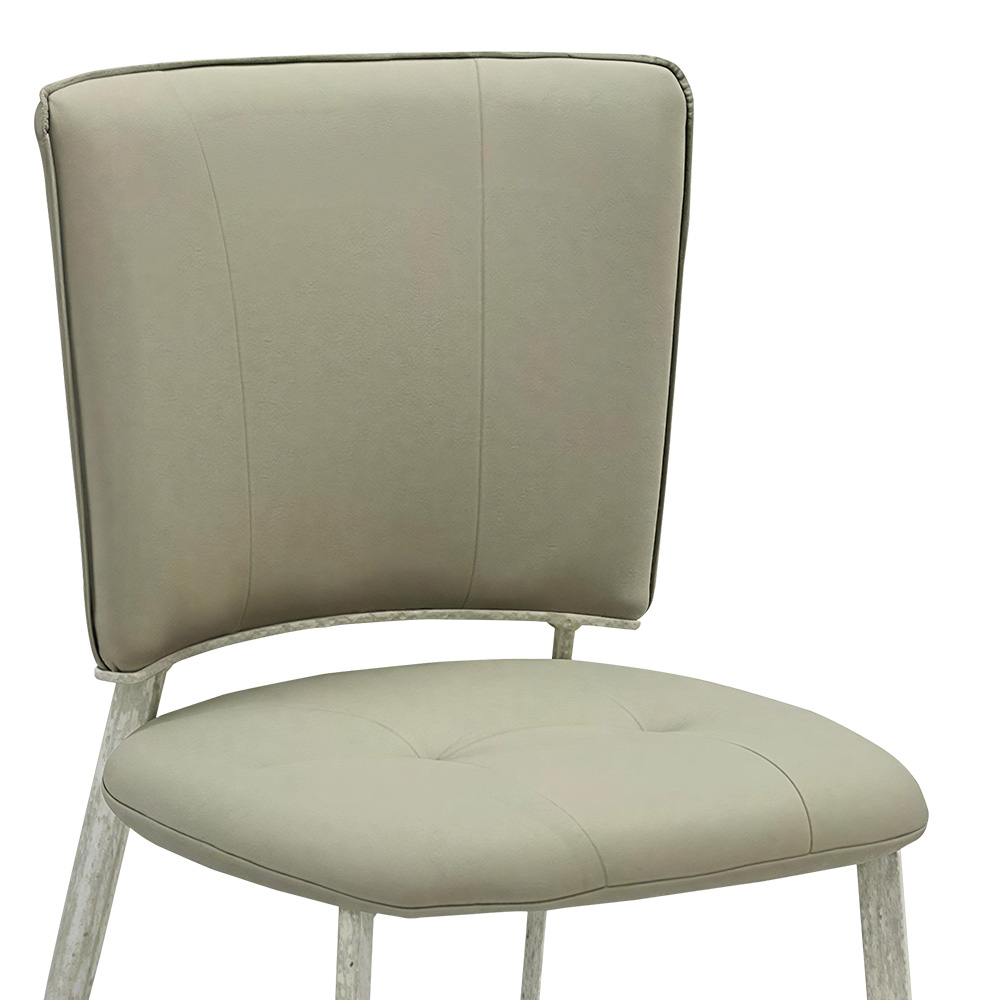 كرسي طاولة طعام جلد بأرجل معدنية رمادي