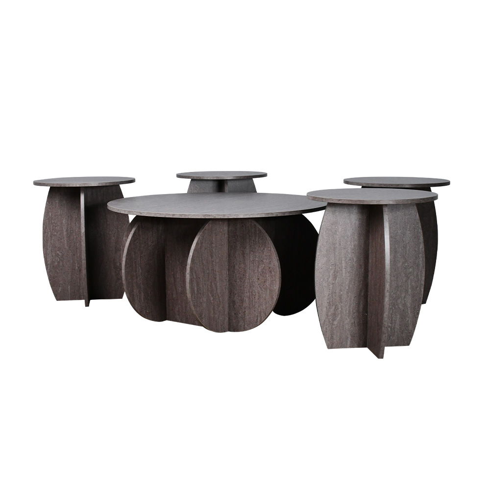 طقم طاولات خدمة 5 قطع خشبي مودرن كوفي