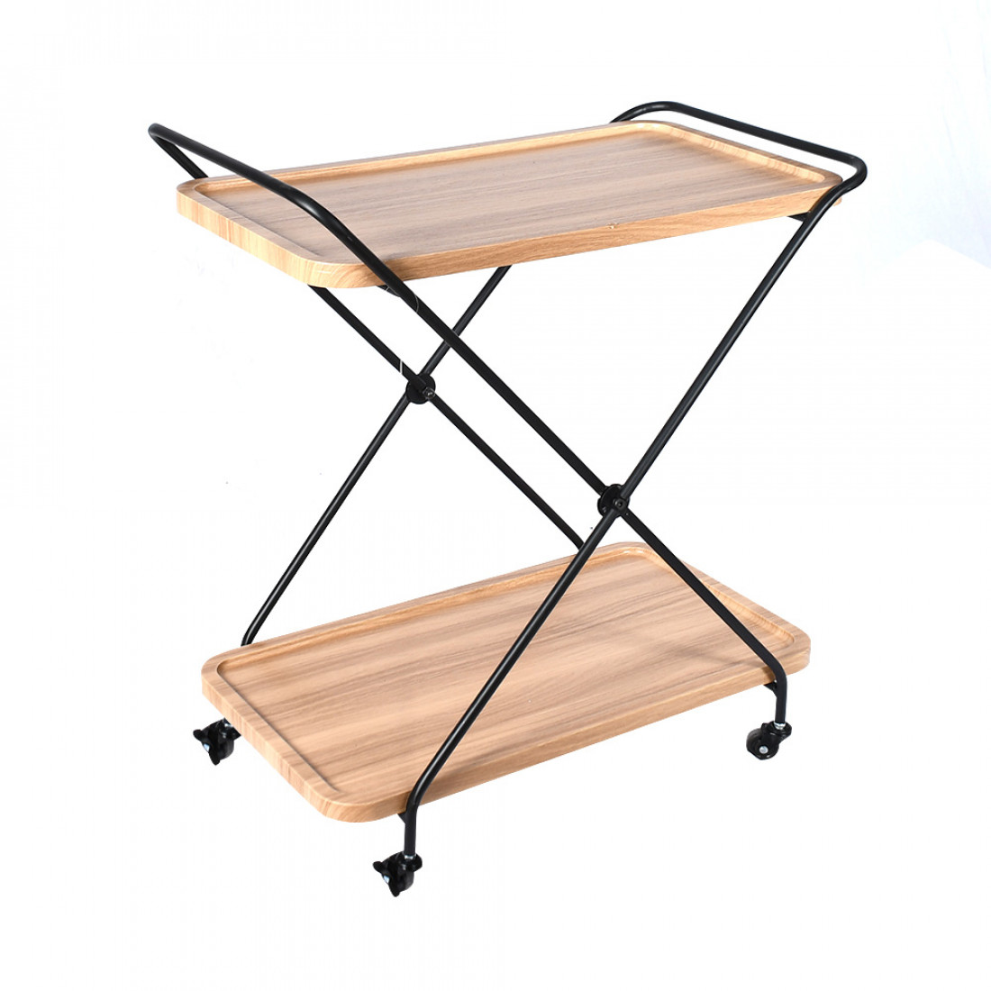 عربة تقديم خشب ومعدن