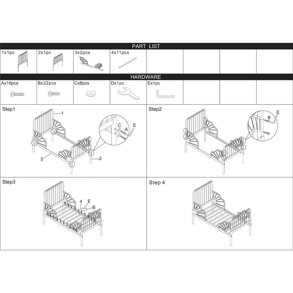هيكل سرير حديد ذهبي