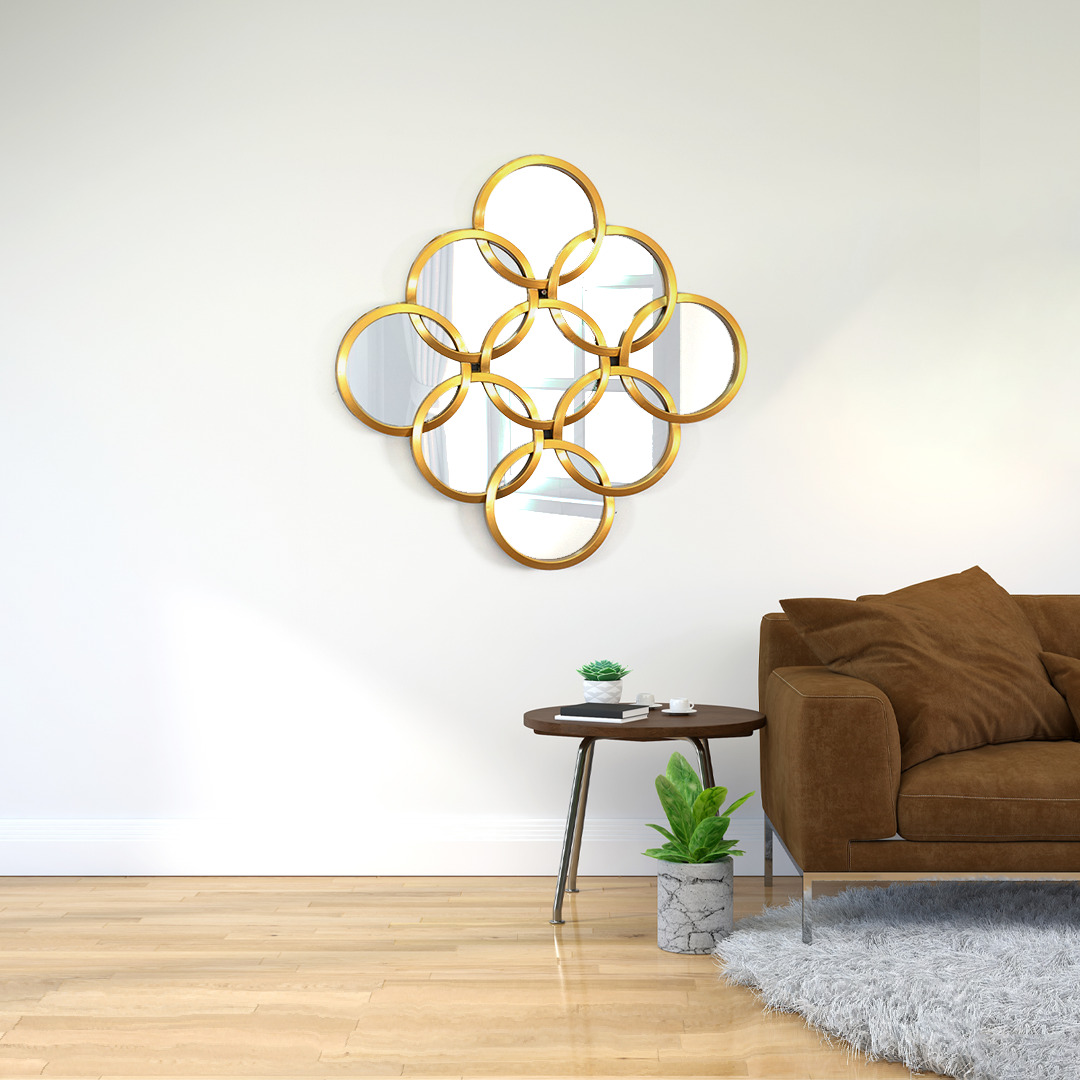 مرآة حائط اطار بلاستيك ذهبي مرآة حائط اطار بلاستيك ذهبي