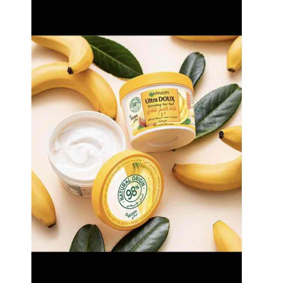 غارنيه حمام زيت وماسك وكريم مغذي للشعر بالموز وشيا 3في1 الترا دوكس 390 مل