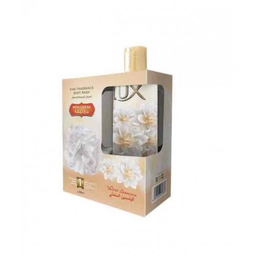 صابون لوكس السائل المعطر غسول للجسم فاين فريجرانس مع ليفة 250مل