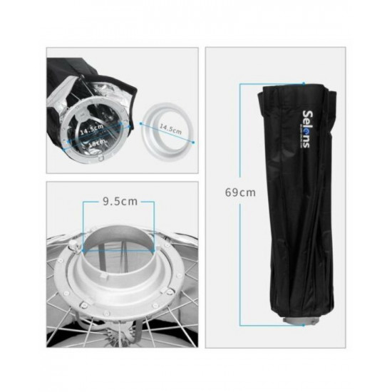 Selens 70cm 28" Deep Octa Parabolic Umbrella For Studio Flash Light Bowens Mount Selens 70cm 28" Deep Octa Parabolic Umbrella For Studio Flash Light Bowens Mount