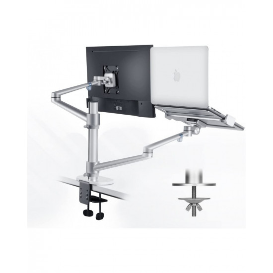 Aluminum Height Adjustable Desktop Dual Arm 17-32 inch Monitor Holder+12-17 inch Laptop Holder Stand OL-3L Full Motion Mount Arm