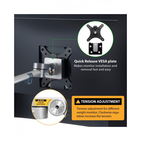 Aluminum Height Adjustable Desktop Dual Arm 17-32 inch Monitor Holder+12-17 inch Laptop Holder Stand OL-3L Full Motion Mount Arm