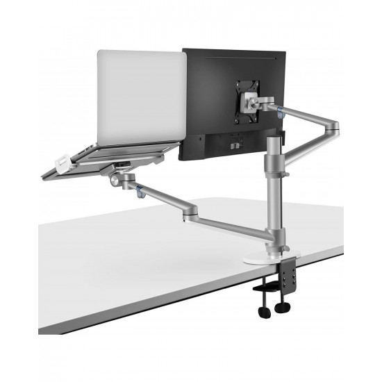 Aluminum Height Adjustable Desktop Dual Arm 17-32 inch Monitor Holder+12-17 inch Laptop Holder Stand OL-3L Full Motion Mount Arm