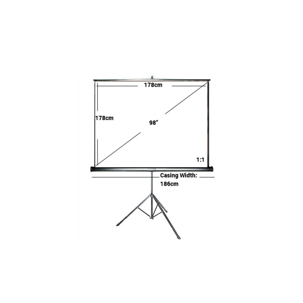  Portable Tripod Projector Screen 178x178cm Matte Pull Down Projection Cinema