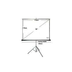Portable Tripod Projector Screen 178x178cm Matte Pull Down Projection Cinema Portable Tripod Projector Screen 178x178cm Matte Pull Down Projection Cinema