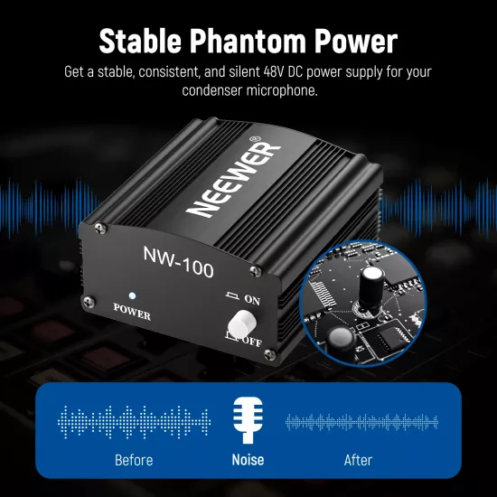 NEEWER NW-100 48V Phantom Power Supply with Adapter NEEWER NW-100 48V Phantom Power Supply with Adapter