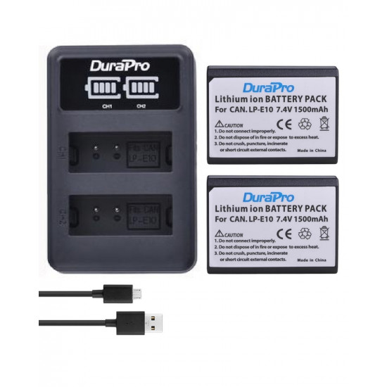 DuraPro 2pc LP-E10 LP Camera Li-ion Battery + LCD USB Charger For Canon 1100D 1200D Kiss X50 X70 Rebel T3 T5 DuraPro 2pc LP-E10 LP Camera Li-ion Battery + LCD USB Charger For Canon 1100D 1200D Kiss X50 X70 Rebel T3 T5