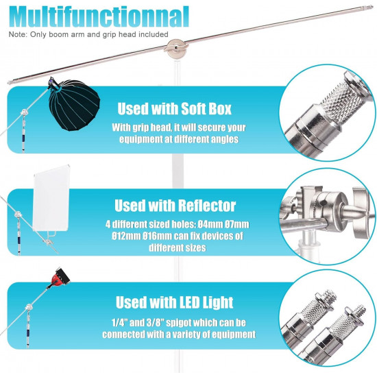 Heavy Duty Boom Arm 127cm Photo Studio C-stand Metal Extension Grip Arm Head