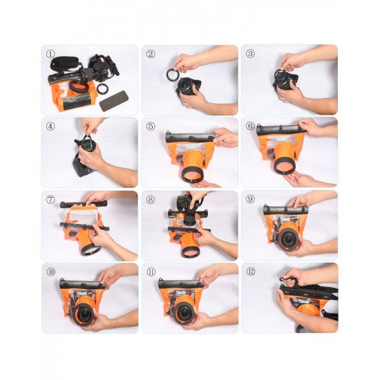 Waterproof Underwater Camera Diving Bag Orange