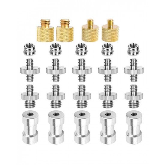 24in1 Camera Accessories Durable 1/4" Male to 1/4" Male Threaded Adapter 1/4 Inch