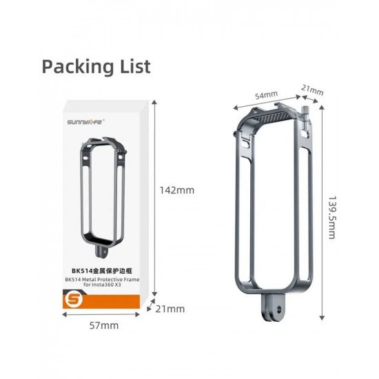 Insta360 X3 Camera Cage Aluminum Alloy Protective Frame Expansion Bracket Insta360 X3 Camera Cage Aluminum Alloy Protective Frame Expansion Bracket