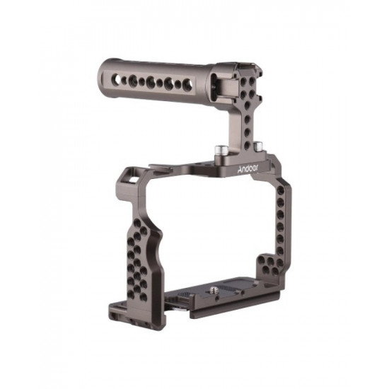 Andoer Aluminum Alloy Camera Cage Kit with Video Rig Top Handle Grip Replacement for Sony A7R III/ A7 II/ A7III