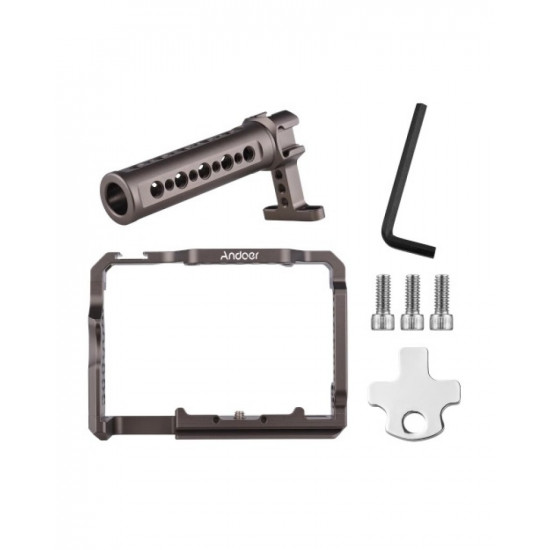 Andoer Aluminum Alloy Camera Cage Kit with Video Rig Top Handle Grip Replacement for Sony A7R III/ A7 II/ A7III