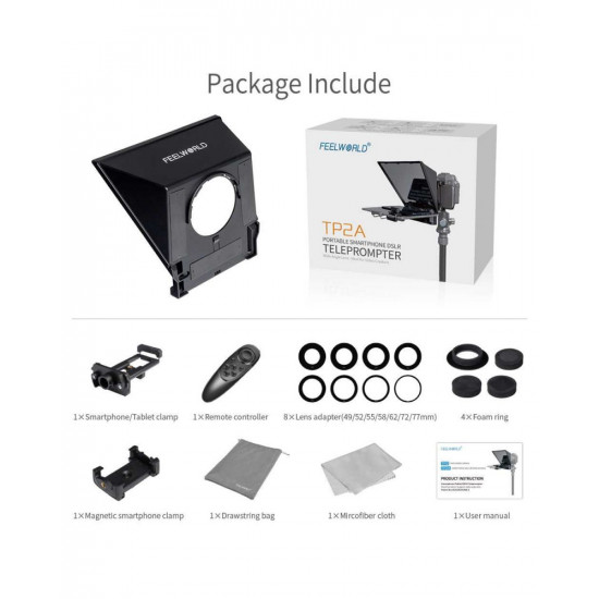 FEELWORLD TP2A Portable 8" Teleprompter supports Tablet Prompting Smartphone DSLR Shooting FEELWORLD TP2A Portable 8" Teleprompter supports Tablet Prompting Smartphone DSLR Shooting