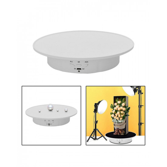 360Electric Rotating Display Stand Turntable White Velvet Base Photography Turntable Jewelry And Shoes
