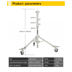 NiceFoto LS-3000S Heavy Duty Stand with Wheels