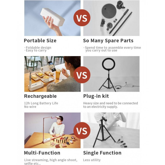 V6 Portable Mobile Phone Stand Selfie Ring Light Mini Desktop LED Fill Light