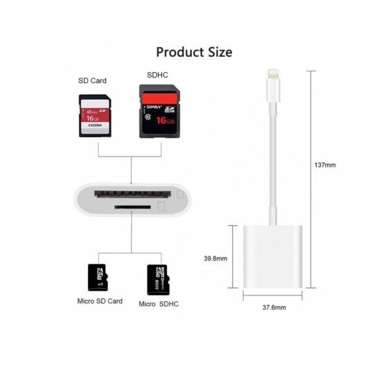 IPhone Lightning To TF/SD Card Micro Camera Reader OTG Adapter Cable