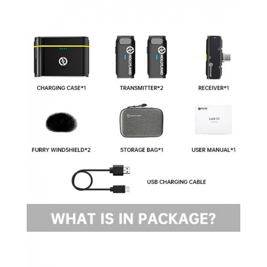 Hollyland LARK C1 DUO 2-Person Wireless Microphone System with USB-C Connector for Mobile Devices