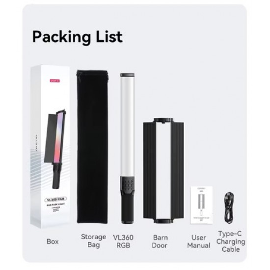 Ulanzi VL360 RGB LED Light Stick with Barn Door Ulanzi VL360 RGB LED Light Stick with Barn Door