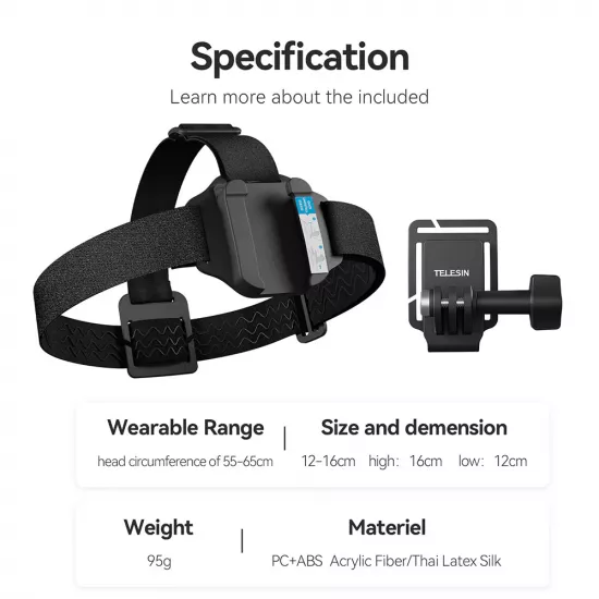 TELESIN 2-in-1 Quick Release Head Strap & Cap Clip for Action Camera